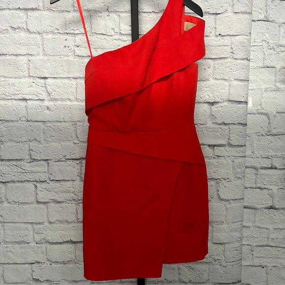BCBG Red One Shoulder Mini Dress - Picture 1 of 3